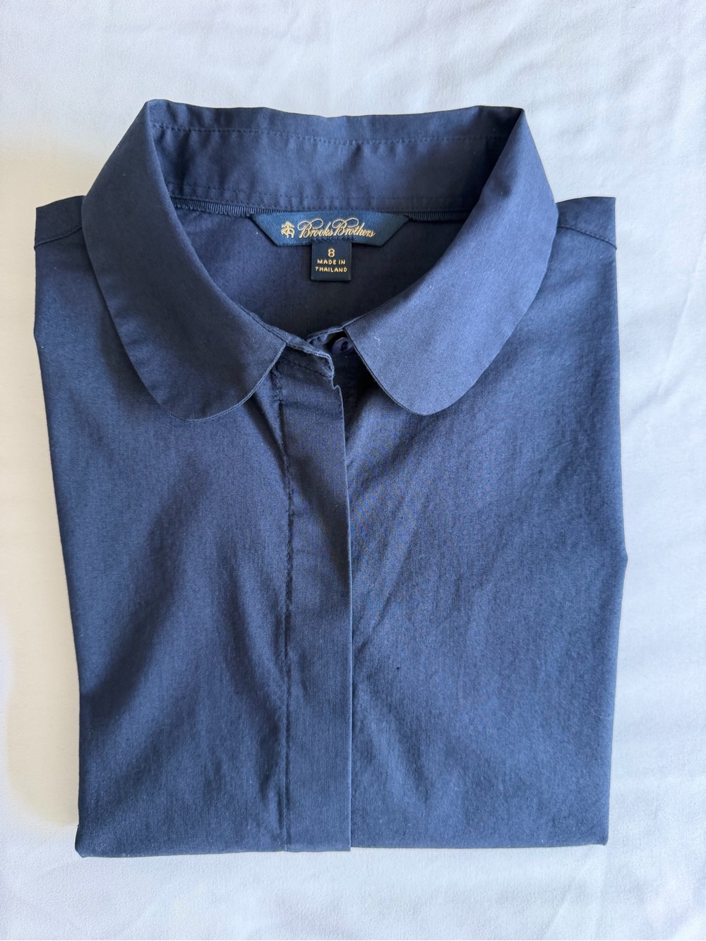 Brooks Brothers Peter Pan Collar Cotton Blend Classic Hidden Button Down Shirt